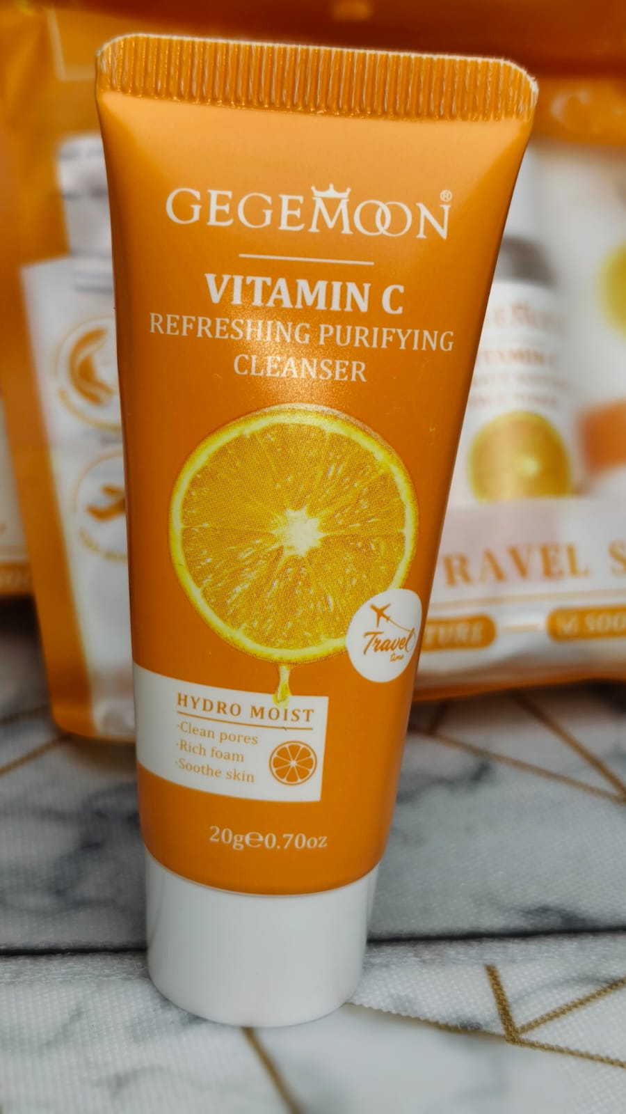 GEGEMOON Vitamin C 3-in-1 Skincare Travel Set – Cleanser, Toner & Face Gel