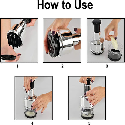 EIMELI Food Chopper, Manual Handheld Kitchen Slicer with Stainless Steel ZigZag Blade-One Piece Salad Vegetable Chopper and Slicer-Manual Mini Hand Chopper-Onion, Garlic