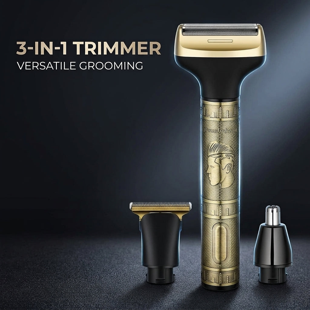 3-in-1 Electric Trimmer for Men – Beard Trimmer, Foil Shaver & Nose Hair Trimmer