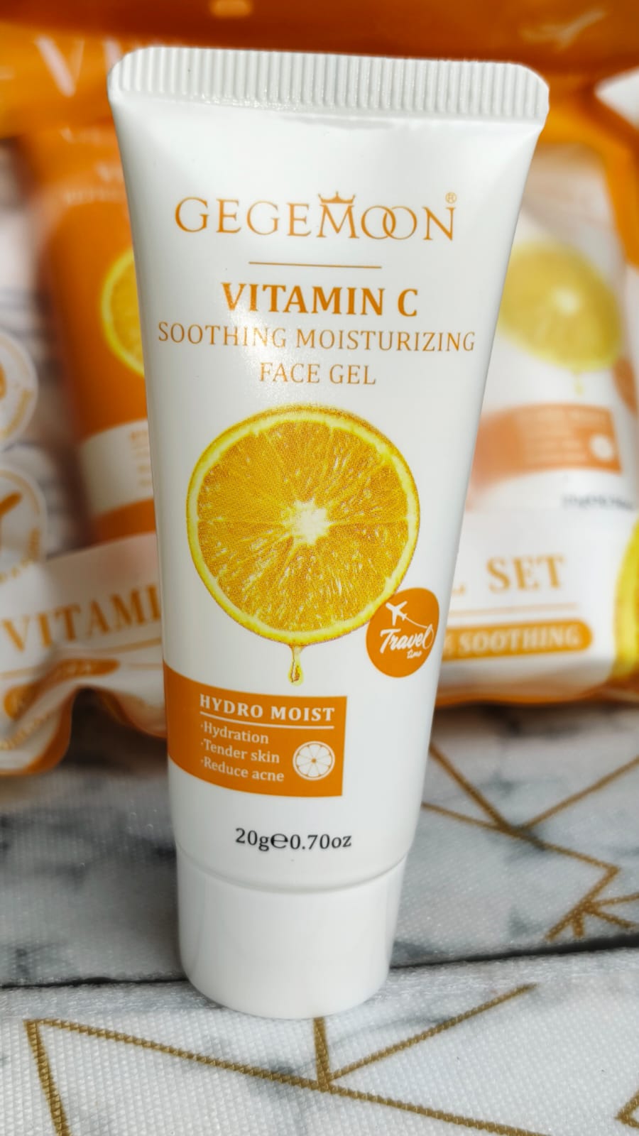 GEGEMOON Vitamin C 3-in-1 Skincare Travel Set – Cleanser, Toner & Face Gel
