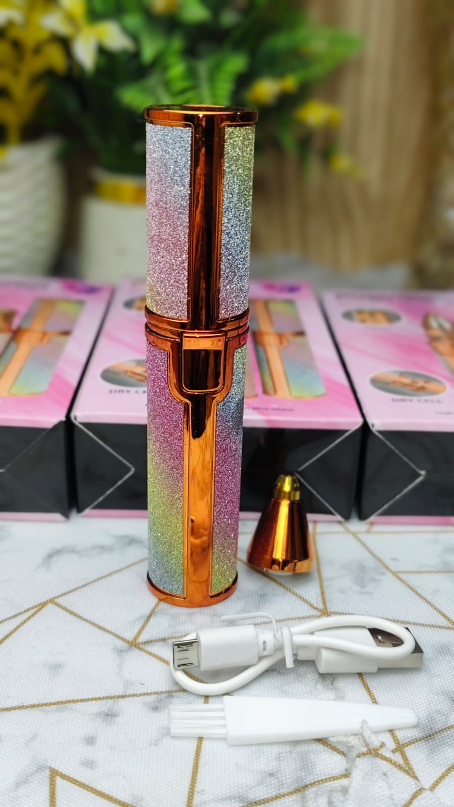 2-in-1 Facial Hair Remover & Eyebrow Trimmer for Women – Rose Gold