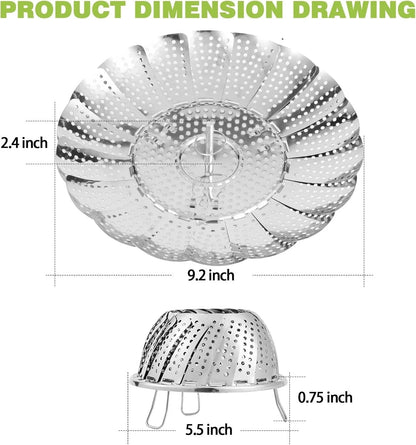 Stainless Steel Folding Vegetable Steamer Basket for Pots 5.5in to 9.2in
