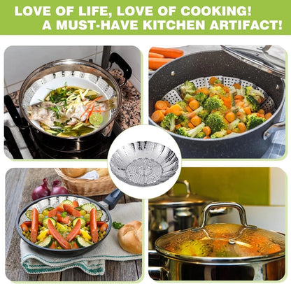 Stainless Steel Folding Vegetable Steamer Basket for Pots 5.5in to 9.2in